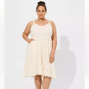 Maxi Lace Crochet Trim Hi Low Dress